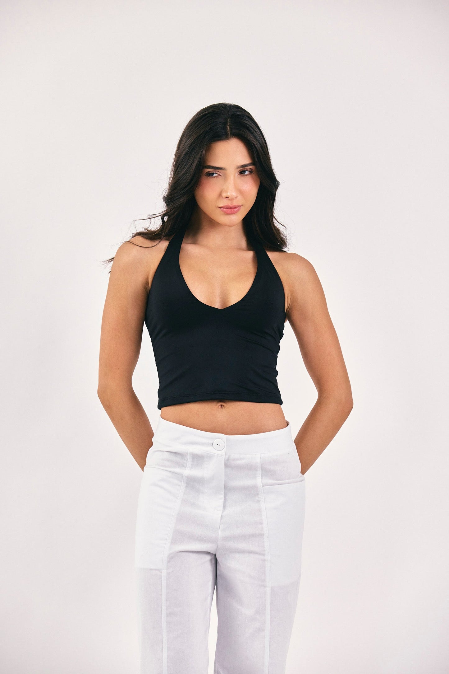 TOP HALTER NEGRO