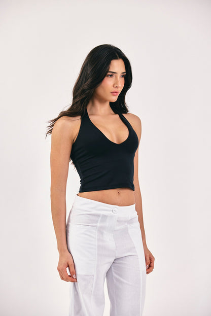 TOP HALTER NEGRO